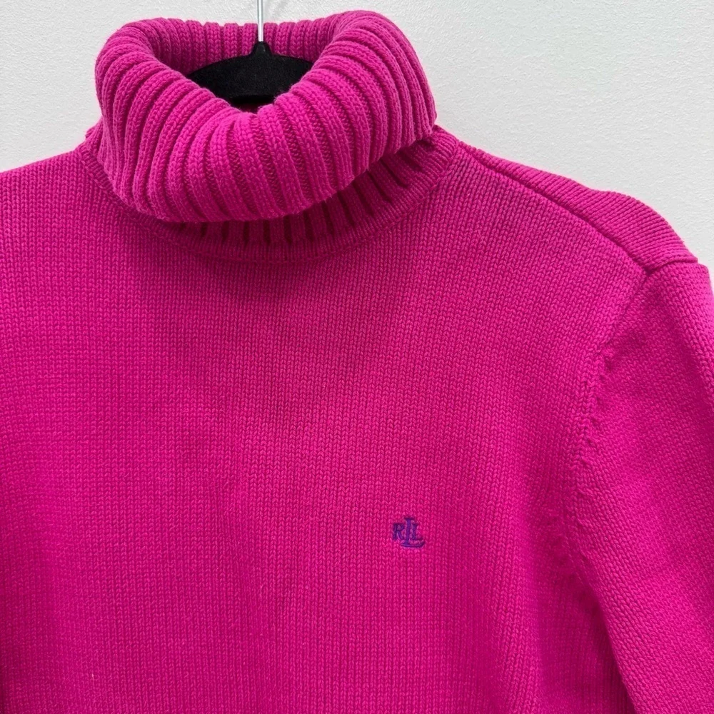 Ralph Lauren knitted American Turtleneck pink LRL logo size L - Picture 3 of 6